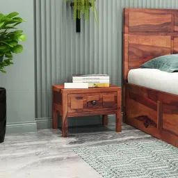 woodenmood Square Solid Wood Box Bedside Table in Teak Finish-picture-42