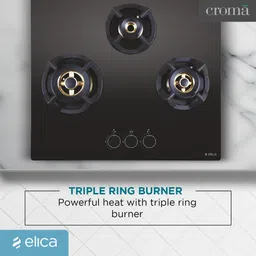 Elica CLASSIC FB MFC 3B 60 MT FFD 3 Burner Automatic Hob (Multi Flame Control, Black) image 5