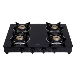 Elica 594 CT VETRO BK Toughened Glass Top 4 Burner Manual Gas Stove (Round Euro Coated Grid, Black)-image-65