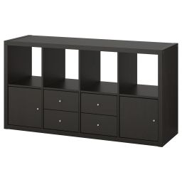 ikea kallax Shelving unit with 4 inserts, black-brown, 147x77 cm-picture-35