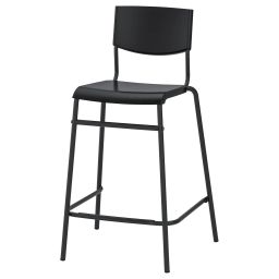 ikea stig Bar stool with backrest, counter height black/black, 63 cm-picture-38