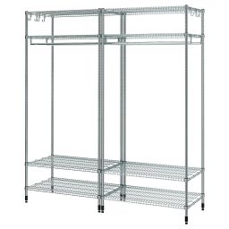 ikea omar Shelving unit with clothes rail, galvanised, 186x50x201 cm-picture-33