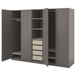ikea pax / forsand Wardrobe combination, dark grey grey-beige/dark grey, 250x60x201 cm-picture-44