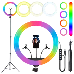IZI Light RGB Ring Light with Tripod Stand for Live Streaming, Makeup and YouTube Video Shooting (Triple Device Compatibility)-image-73