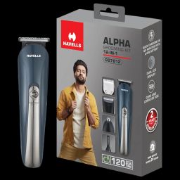 HAVELLS Alpha 12-in-1 Rechargeable Cordless Dry Trimmer for Beard, Body & Hair with 8 Length Settings for Men (120mins Runtime, Fast Charging, Blue)-picture-48