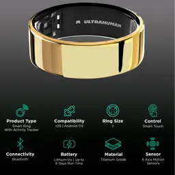 Ultrahuman Ring Air Smart Ring with Activity Tracker (Size 7, Upto 100 Meter Water Resistant, Bionic Gold) image 2