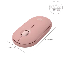 logitech Pebble Mouse 2 Wireless Optical Mouse with Silent Click Buttons (1000 DPI, Ultra Portable, Tonal Rose) image 3
