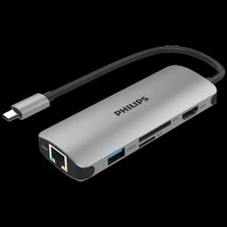 Philips 6-in-1 USB 3.0 Type C to RJ45, USB 3.0 Type C, USB 3.0 Type A, SD Card Slot, TF Card Reader, HDMI Type A USB Hub (5 Gbps Data Transfer Rate, Grey)-25