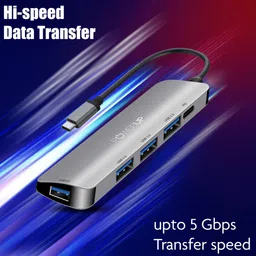 gripp POWERUP Elite Micro 5-in-1 USB 3.0 Type C to USB 3.0 Type A, USB 3.0 Type C USB Hub (High-Speed Pass-Through Charging, Silver) image 3