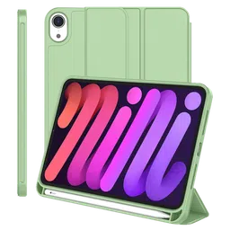Vaku Stallion Trifold TPU Flip Cover for Apple iPad Mini (6th Gen) (Wireless Charging Support, Green)-13