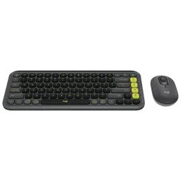 logitech POP Icon Wireless Keyboard & Mouse Combo (400DPI, Made with Recycled Plastic, Graphite and Green) image 3