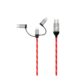 Macmerise Illume Type A to Type C, Micro USB, Lightning 3.3 Feet (1M) 3-in-1 Cable (LED Light Flow, Red)-picture-20