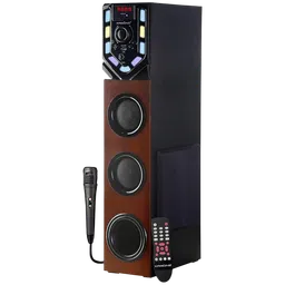 Krisons Swag Tower 90W Bluetooth Party Speaker with Mic (Built-in FM, 2.1 Channel, Black & Brown)-image-4