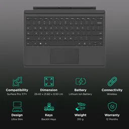 Microsoft Wi-Fi Wireless Keyboard with Touchpad (Backlit Keys, Black) image 2