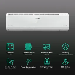 Whirlpool Supreme Cool Xpand Convertible 1 Ton 5 Star Intellisense Inverter Split AC with Microblock Filter (2022 Model, Copper Condenser, SAI12B52SXD0) image 2