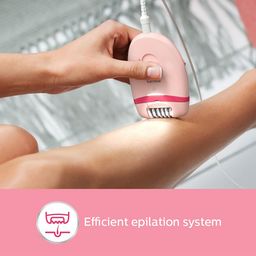 PHILIPS Satinelle Essential Corded Wet & Dry Epilator for Arms, Legs & Intimate Areas with 5 Interchangeable Heads (Efficient Epilation System, Pink) image 5