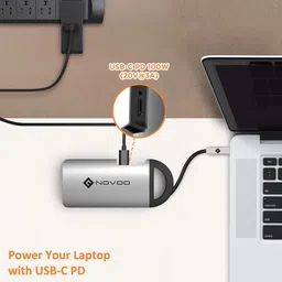 NOVOO 8-in-1 USB 3.0 Type C to USB 3.0 Type A, HDMI, LAN Port, USB Type C, SD Card Slot, TF Card Multi-Port Hub (Safe Certified, Space Grey) image 3