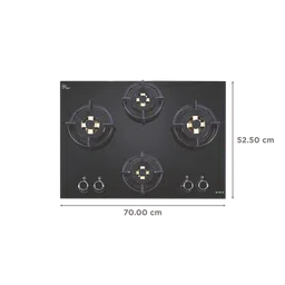 Elica FLEXI DFS FB MFC 4B 70 DX Toughened Glass Top 4 Burner Automatic Hob (Multi Flame Control, Black) image 2