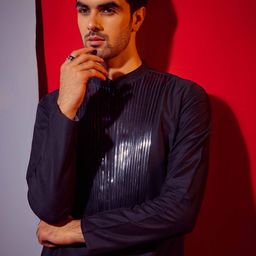 KISAH Yoke Design Regular Mandarin Collar Pure Cotton Kurta with Trousers-picture-21