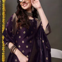 KALINI Ethnic Motifs Woven Design Kurta With Salwar & Dupatta-53