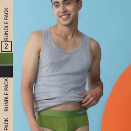 DAMENSCH Men Pack of 2 Assorted Solid Deo-Soft Anti-Bacterial Basic Briefs DAM-POP-B-CA-COB-0
