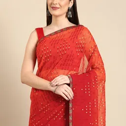 HERE&NOW Abstract Printed Pure Georgette Saree-picture-11