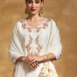 Varanga Women Floral Embroidered Regular Kurta with Dhoti Pants & With Dupatta-20