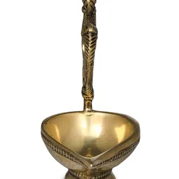 Exotic India Diya with Parrot Handle In Brass Pooja Essential-image-10