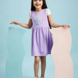 Disney by Wear Your Mind Purple Printed Pure Cotton Fit & Flare Dress-picture-32