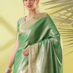 VILLAGIUS Ethnic Motifs Woven Design Zari Pure Silk Kanjeevaram Saree-10