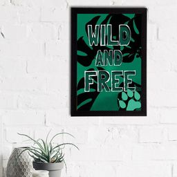 eCraftIndia Green & Black Wild and Free Quirky Quote Satin Matt Texture UV Art Painting-5