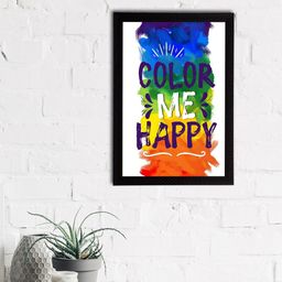 eCraftIndia White & Blue Color Me Happy"Quirky Quotes Satin Matt Texture UV Wall Art-image-7