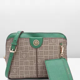ANNE KLEIN Geometric & Brand Logo Printed Structured Sling Bag-32