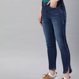 The Roadster Lifestyle Co Women Blue Regular Fit Mid-Rise Clean Look Stretchable Jeans With Piping Seam-image-92