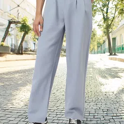 Urbano Fashion Men Light Blue Loose Baggy Fit Solid Stretchable Korean Trousers-picture-23
