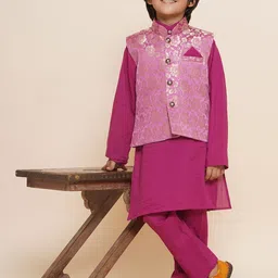 Aj DEZInES Boys Mandarin Collar Kurta With Pyjamas & Waistcoat-picture-44