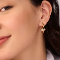 Elinor Jewels Stainless Steel 18K Gold Plated Cubic Zirconia Studded Hoop Earrings-picture-52
