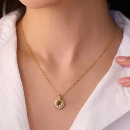 Elinor Jewels Stainless Steel 18K Gold-Plated Cubic Zirconia Studded Pendant With Chain-41