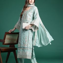 Indo Era Ethnic Motifs Embroidered Regular Mirror Work Kurta with Trousers & Dupatta-19