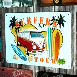 eazy wagon Blue & Red Volkswagen Surfers Tour Printed Wall HangingDecor-image-78