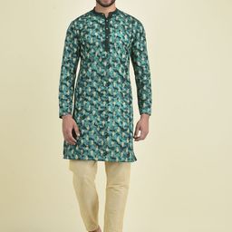 DEYANN Men Ethnic Motifs Printed Pure Cotton Kurta with Pyjamas-image-49