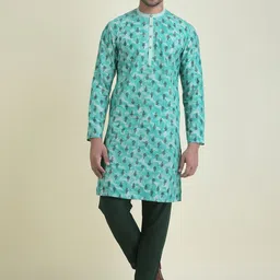 DEYANN Men Ethnic Motifs Printed Pure Cotton Kurta with Pyjamas-image-48