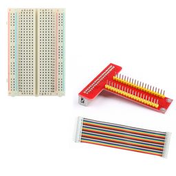 T Type GPIO Breakout board with 40 pin Cable and 400pt Breadboard for Raspberry Pi 3 image 1