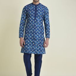 DEYANN Men Ethnic Motifs Printed Pure Cotton Kurta with Pyjamas-image-46
