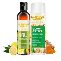 Glamour World Ayurvedic Set Of 2 Glow Active Face & Body Ubtan- 200 g & Solution- 200 ml-18