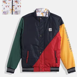 Monte Carlo Boys Colourblocked & Printed Reversible Bomber Jacket-image-39