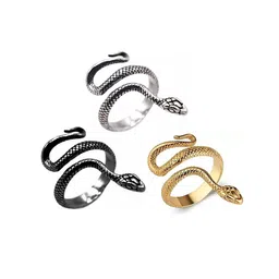 VS Unique Collection Set Of 3 Brass-Plated Adjustable Finger Ring-image-50