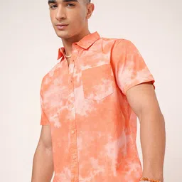 HIGHLANDER Slim Fit Abstract Printed Spread Collar Cotton Casual Shirt-image-35