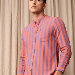 Mr Bowerbird Men Premium Tailored Fit Striped Pure Cotton Casual Shirt-image-50