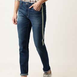 Campus Sutra Men Blue Slim Fit Mid-Rise Clean Look Jeans with Side Stripe-image-12